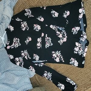 Shift Black Romper Floral Pattern
